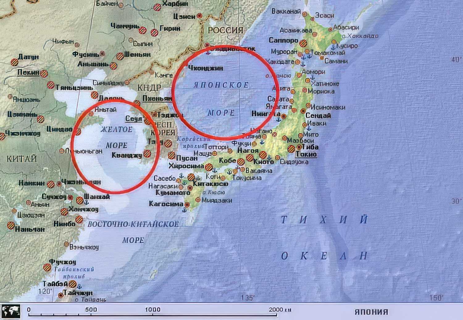 японское море на карте
