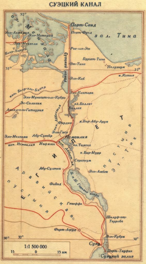 Карта Суэцкого канала XIX века